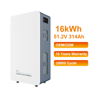 16kwh 51.2V 314Ah Lifepo4 Home Solar Energy Storage System All in One Battery Pack 5000+ Cycles