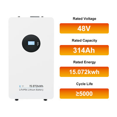 Wall Mounted All in One Energy Storage Battery 48V 15kwh Home LiFePO4 Lithium Battery Pack 314Ah Strong Pre-charge Function